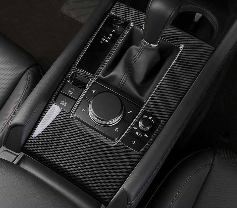 Inner Gear Shift Box Panel Cover Trim For 2019-2023 Mazda 3 Carbon Fiber Sedan