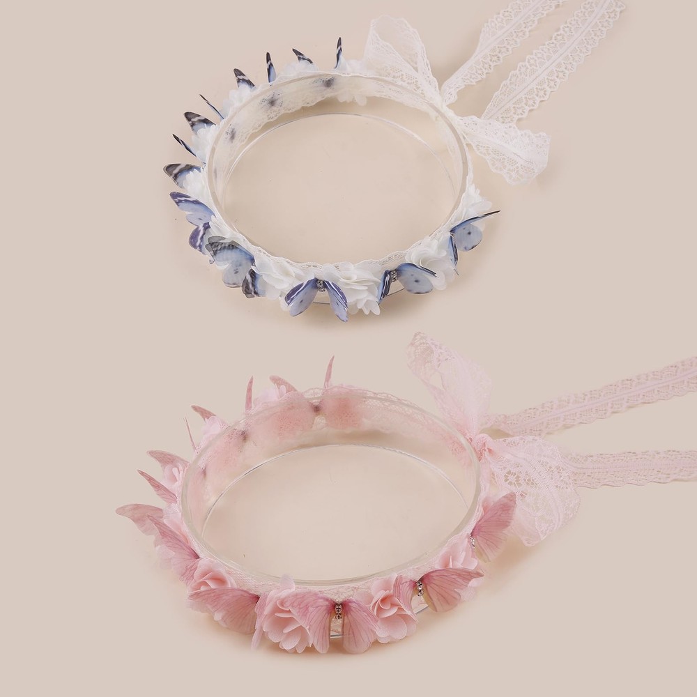 Adjustable Lace Flower Headbands for Girls 2-Pack Hair Accessories