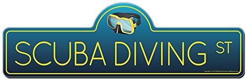 Scuba Diving Street Sign | Indoor/Outdoor | Funny Home Decor for Garages, Liv...