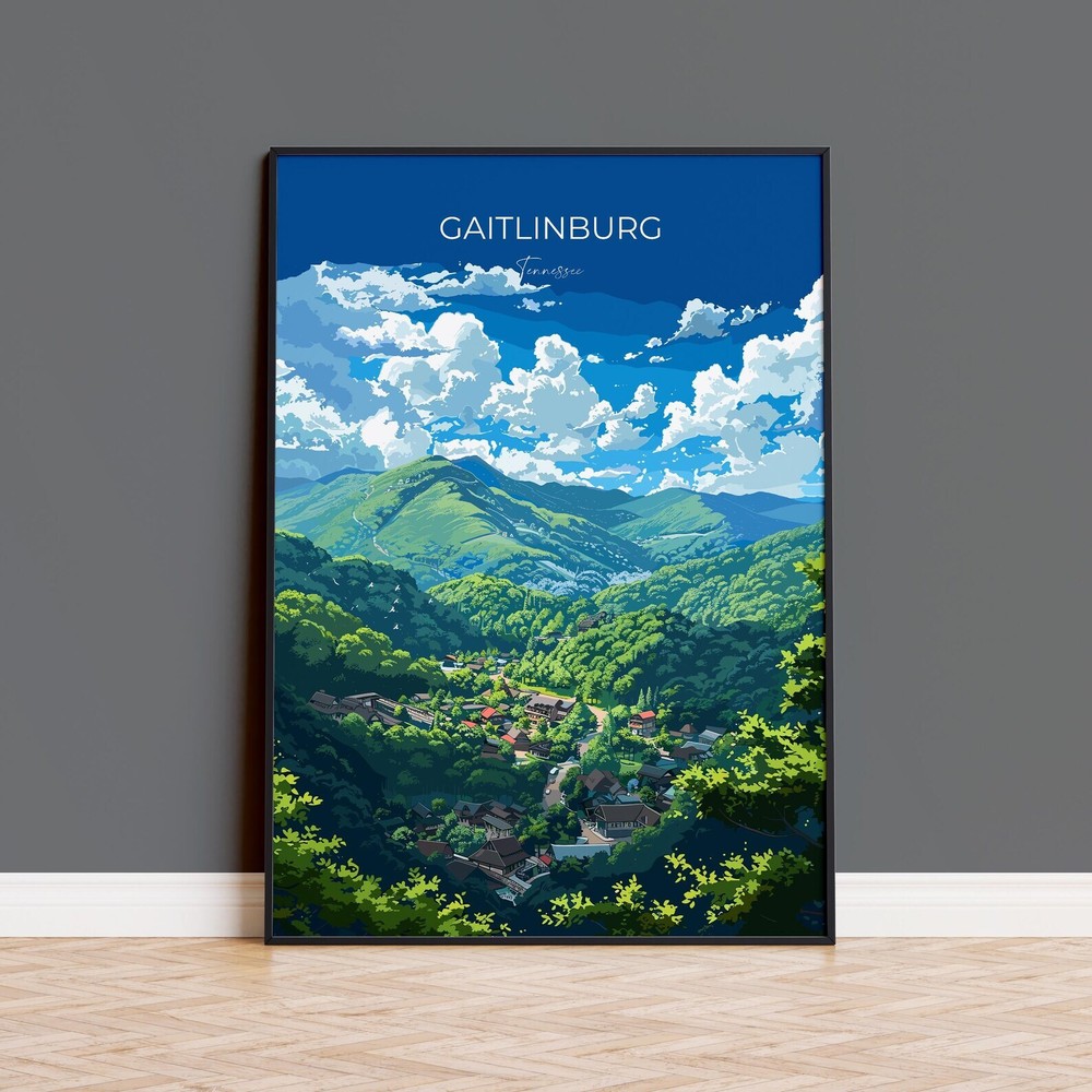 Gaitlinburg Travel Poster Wall Art Travel Print Of Gaitlinburg Gaitlinburg Art