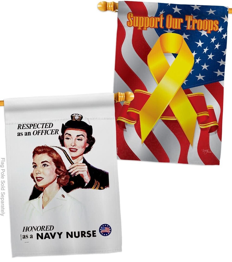 Honor Navy Nurse House Flag Pack Armed Forces USN Seabee United State America...