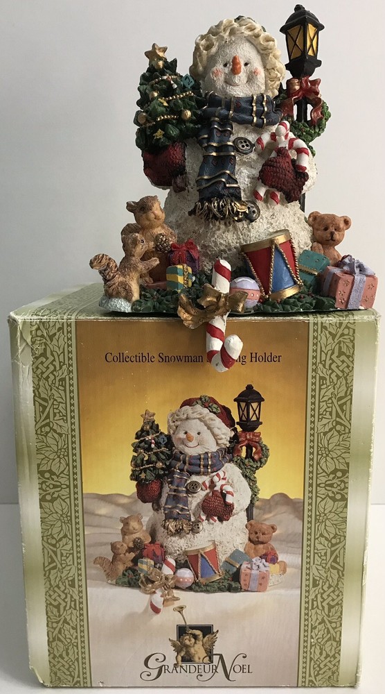 Grandeur Noel Snowman Weighted Christmas Stocking Holder In Original Box