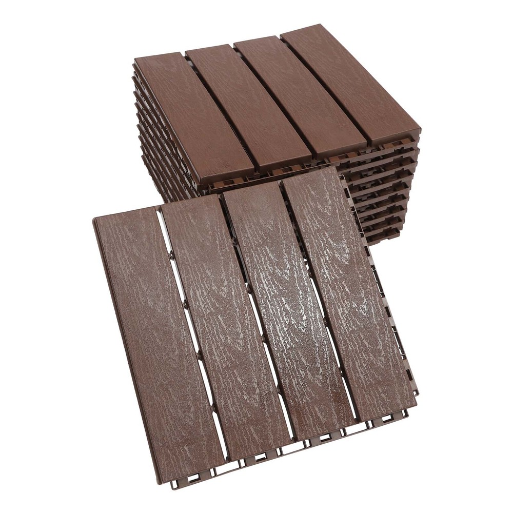 12 Pack Interlocking Non-Slip Deck Tiles for Balcony Flooring 12x12 Inch
