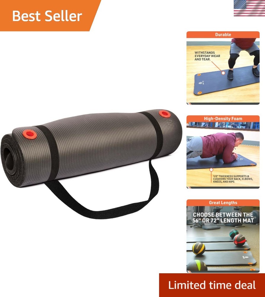 Portable Non-Slip Exercise Mat - Thick Foam for Safe Yoga, Pilates, & Fitness