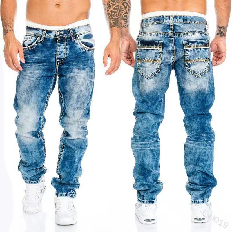 Straight Jeans Man Vintage Wash Denim pants Spring Summer baggy Jeans Streetwear