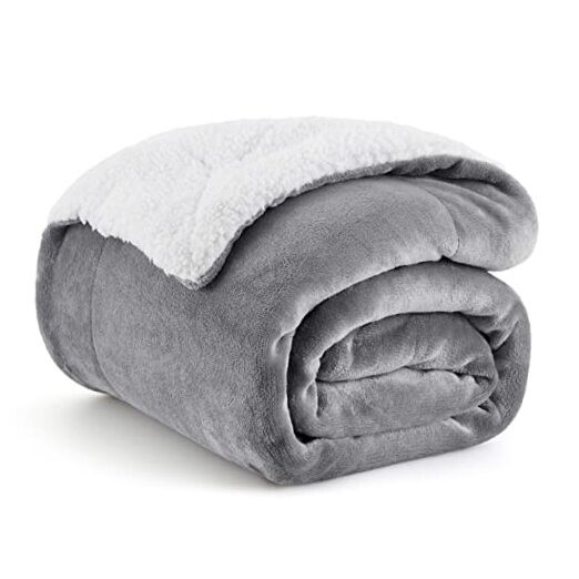 Bedsure Sherpa Fleece 50x60 Grey Throw Blanket for Couch, Warm and Cozy