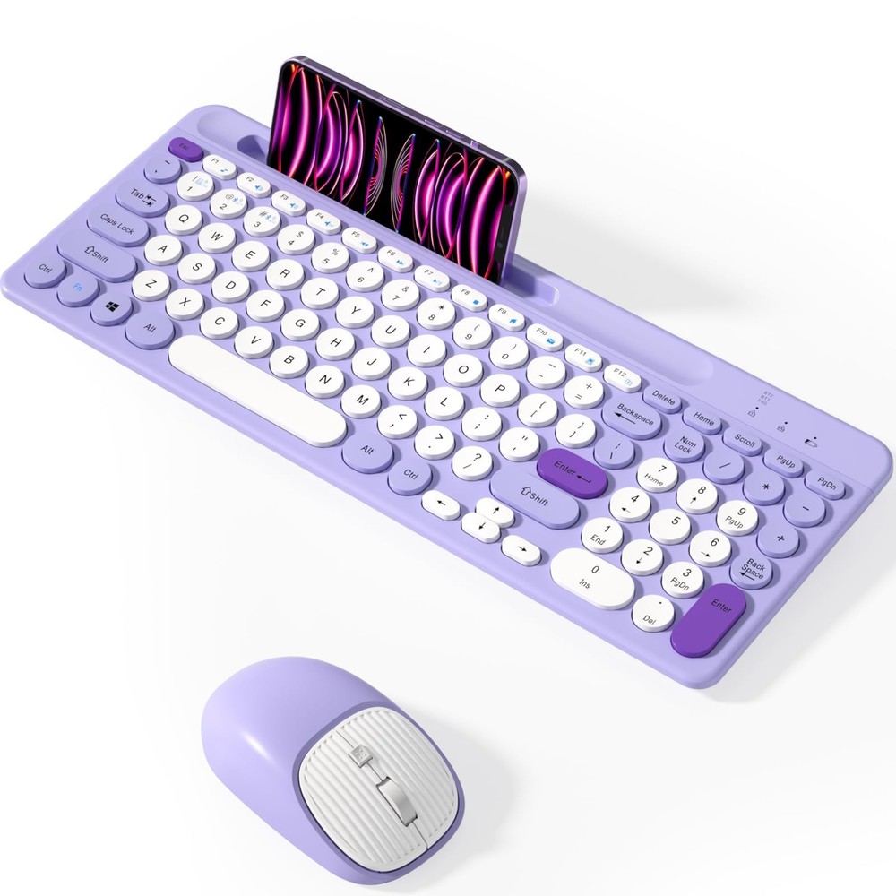 Multi-Device Bluetooth Wireless Keyboard and Mouse Combo Rechargeable