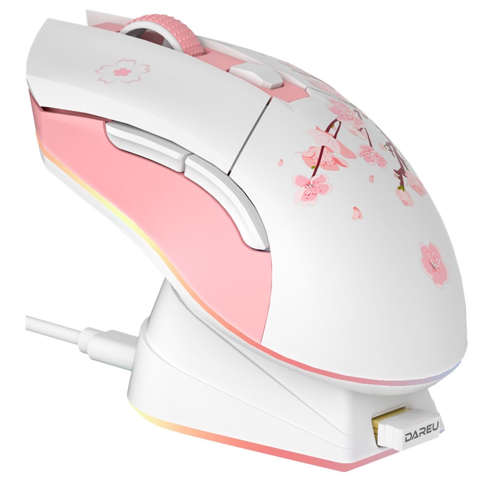 DAREU Cherry Blossom Pink Wireless Gaming Mouse 2.4G USB Wired Connect