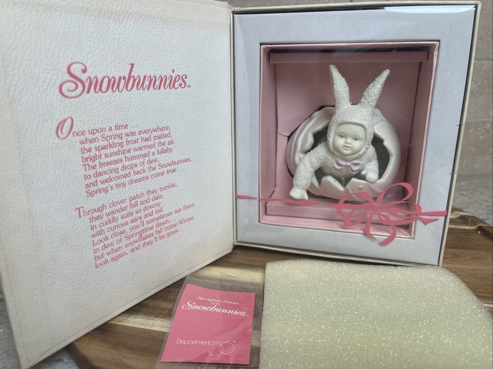 Dept 56 SNOWBABIES 1994 Easter Egg 2604-2 Snowbunnies Surprise It's Me Collectible