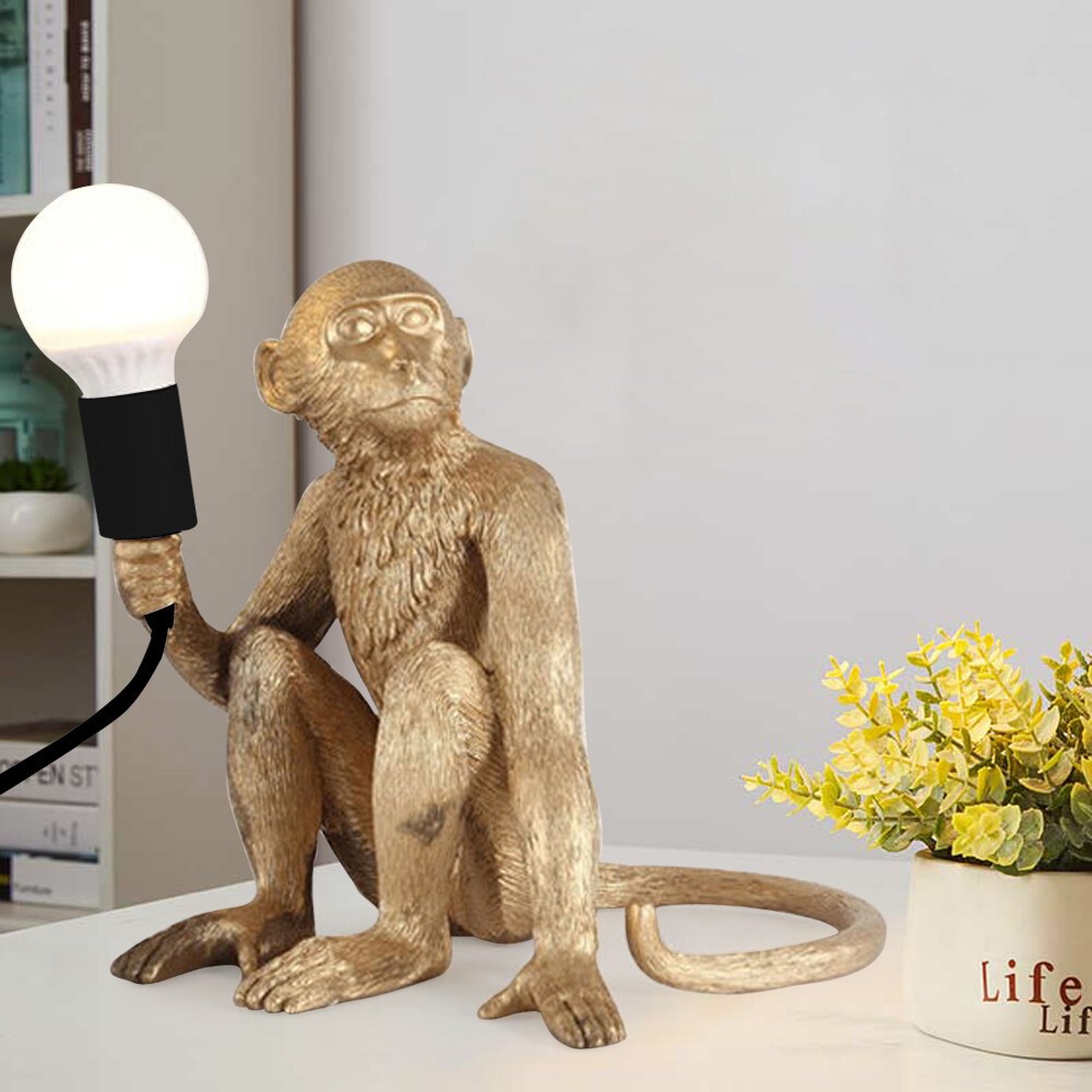 Modern Vertical Table Light Desk Lamp Resin Sitting Monkey Lighting Bedroom Deco