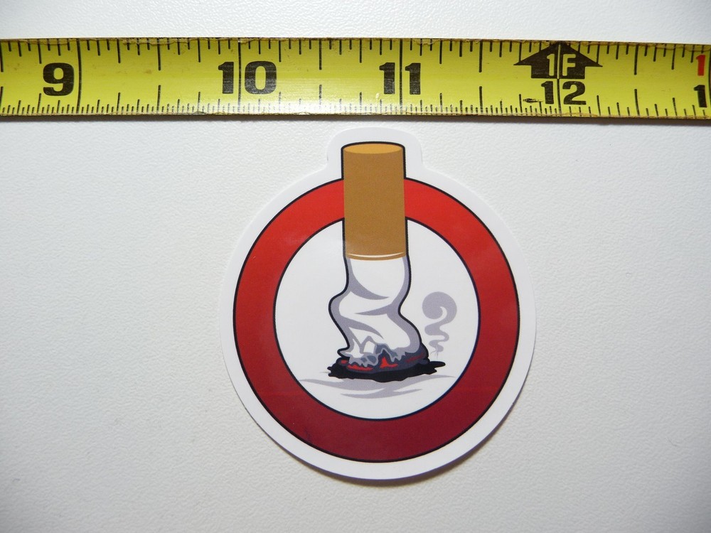 NO SMOKING CIGARETTE BUTT STICKER DECAL BUSINESS COMPANY POLICY BUILDING DOOR