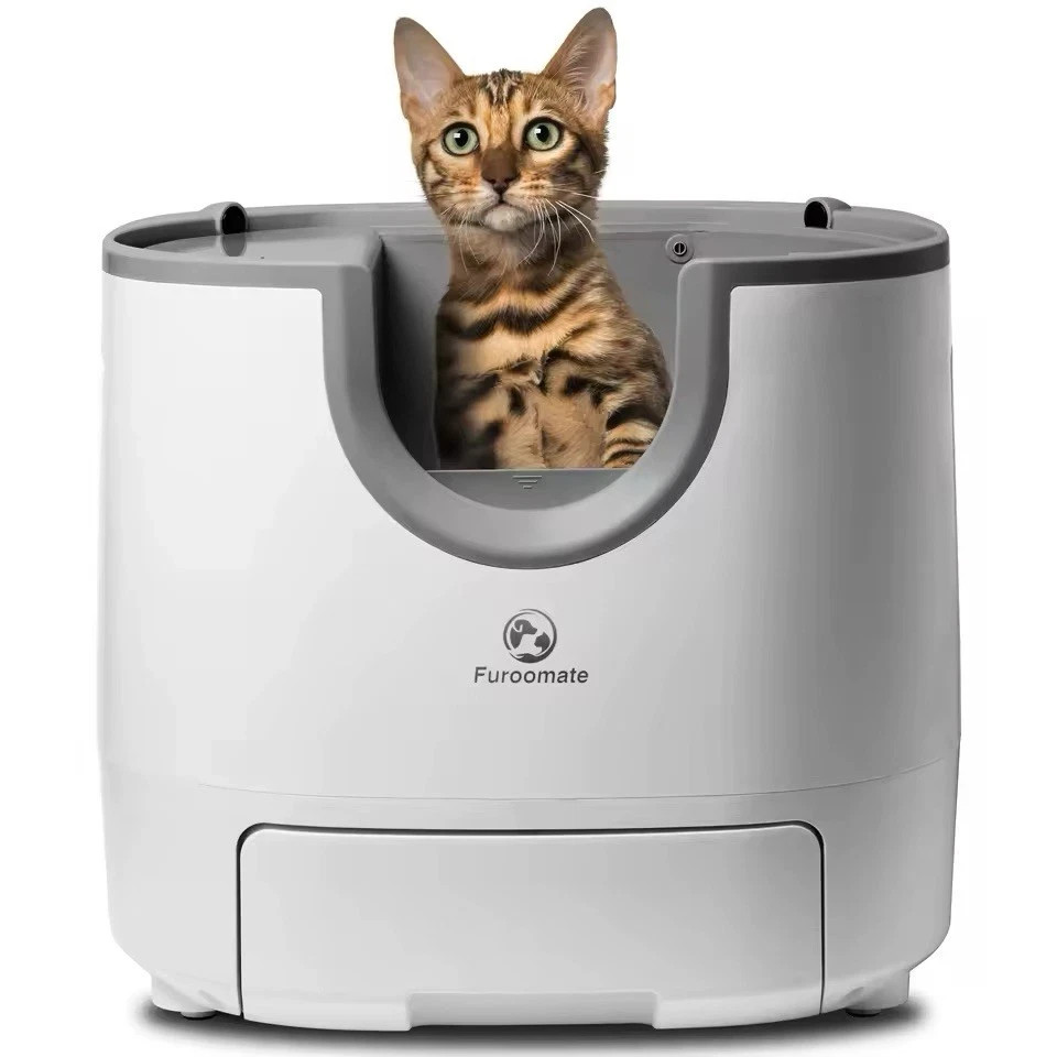 Self-Cleaning، Cat Litter Box Open-Top Design with Safety Sensors large capacity