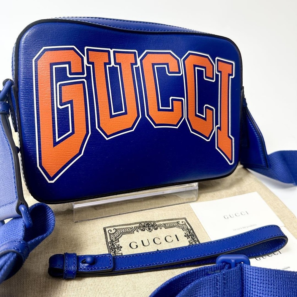 Gucci Leather 2Way Shoulder Bag Crossbody 774453 Blue Authentic