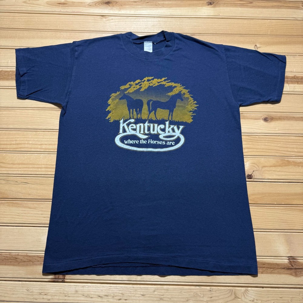 Vintage 80s 90s Kentucky Where the Horses Are Single Stitch T-Shirt - Size Large