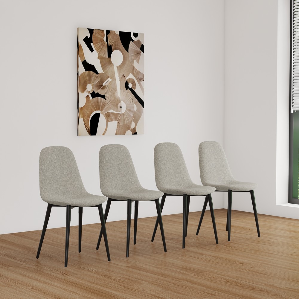 Modern 4-Piece Dining Chair Set with Linen Upholstered Seats