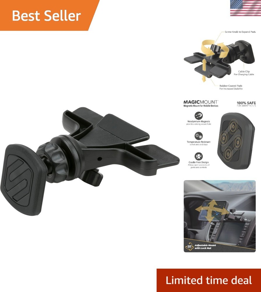 360° Adjustable CD Slot Phone Holder - Secure Magnetic Mount for All Devices