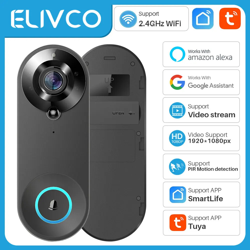 WiFi Wireless Door Bell Camera 1080P Two-Way Video Intercom Door Smart Life