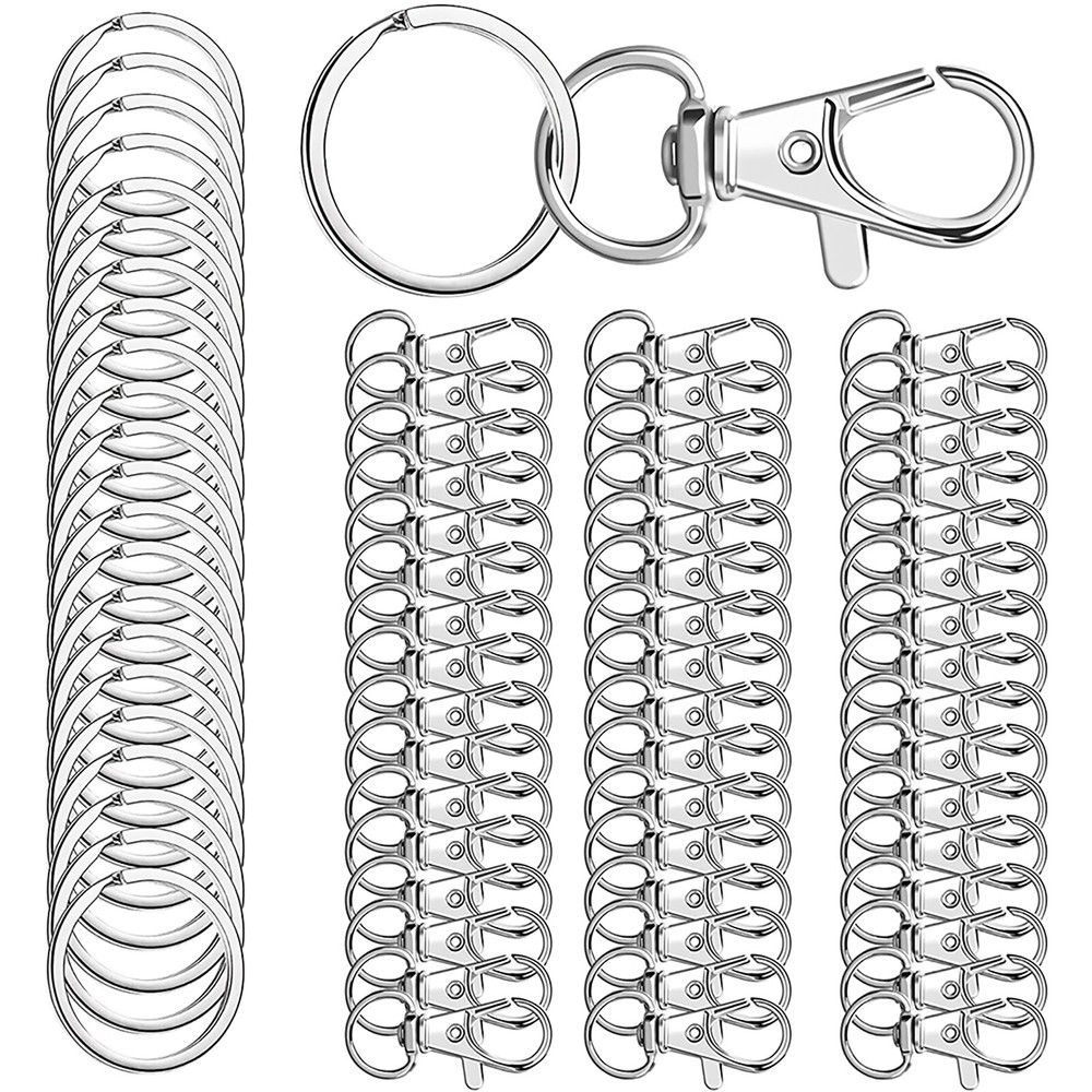 50Set Swivel Clasps Bright Key Rings Metal Lanyard Snap Hooks Metal Lobster Claw