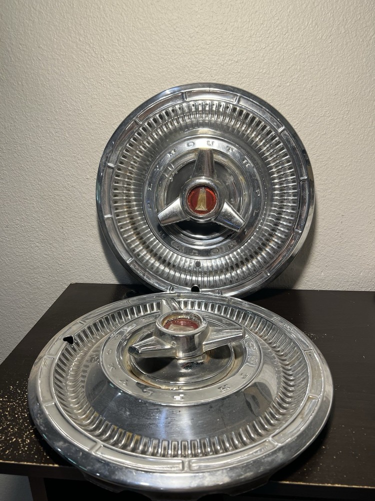1966 Plymouth Belvedere Satellite 14 Spinner Hubcap Set of 2 OEM Vintage