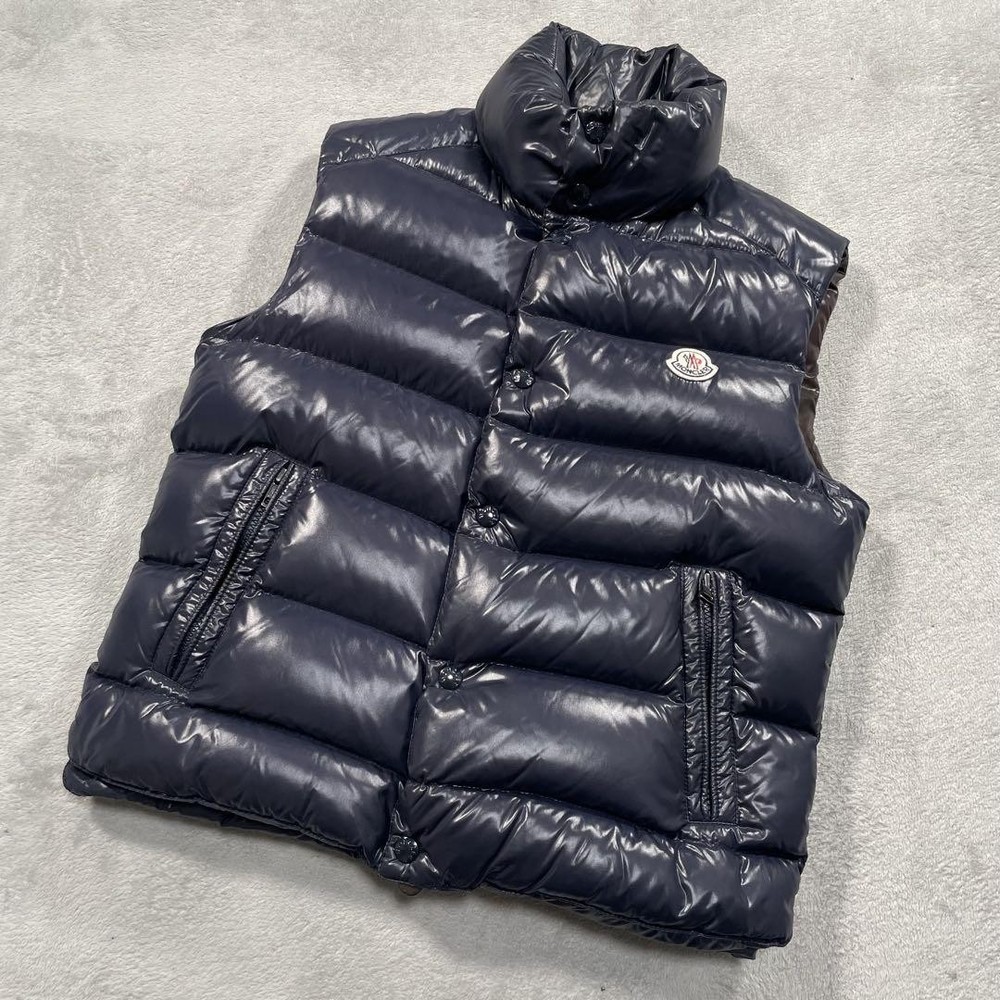Moncler Tib Zip-Up Down Vest in Navy Size 0