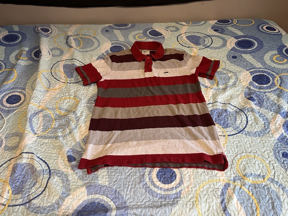 VTG Y2K Ecko Unltd Polo Shirt Mens Large Striped Short Sleeve Red Multicolor