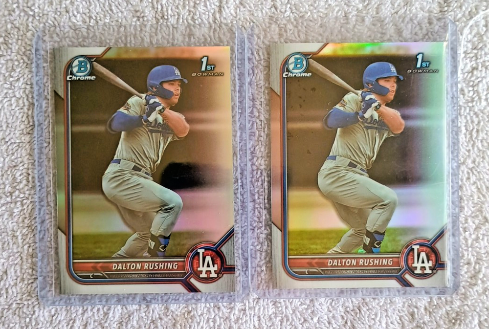 2 DALTON RUSHING 2022 BOWMAN CHROME REFRACTOR RC LOT # BDC84 LOS ANGELES DODGERS