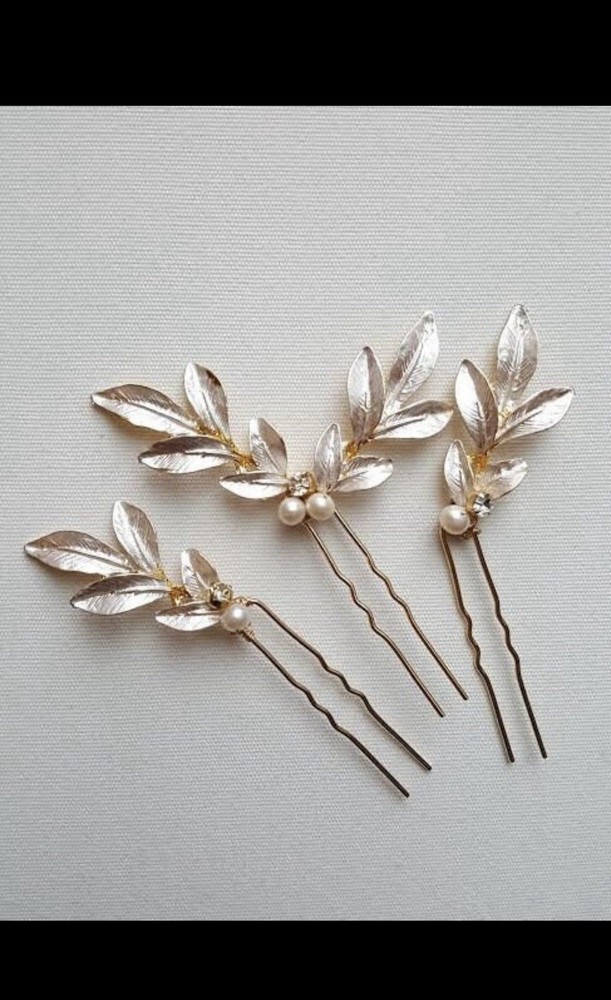 Bridal Hair Pins, Olive Branch With Pearls, Wedding Hair Accessories