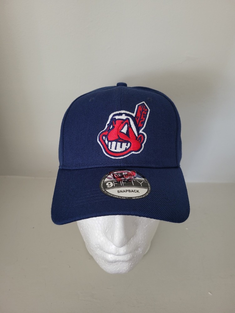 New Era Cleveland Indians Chief Wahoo Snapback 9Fifty Adjustable Men's Cap Blue