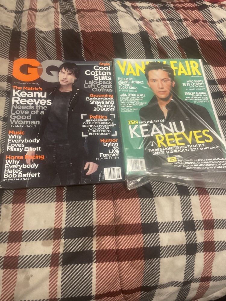KEANU REEVES STILL SEALED MAGAZINE LOT-3 ISSUES GQ-VANITY FAIR-DETAILS