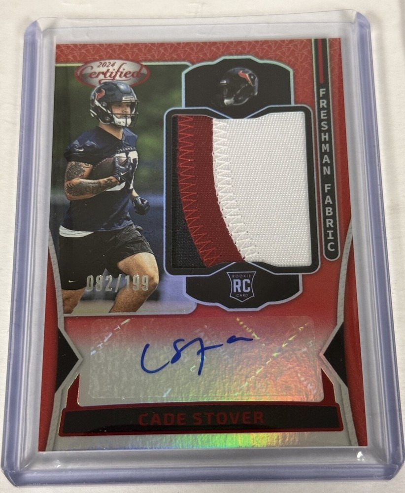 2024 Panini Certified Freshman Fabric Patch Auto Cade Stover 82/199 RC Texans