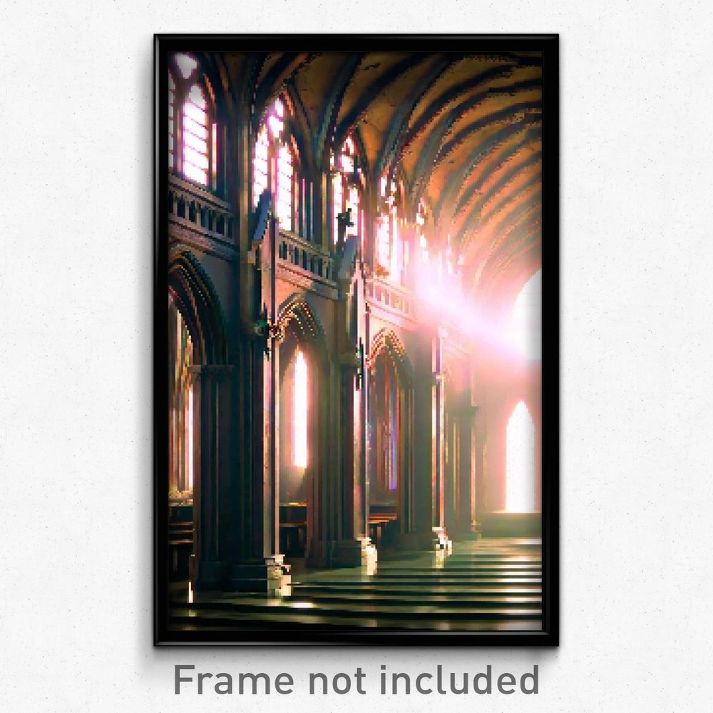 Trippy 8-Bit Glossy Pixel Art Friary Video Game Poster