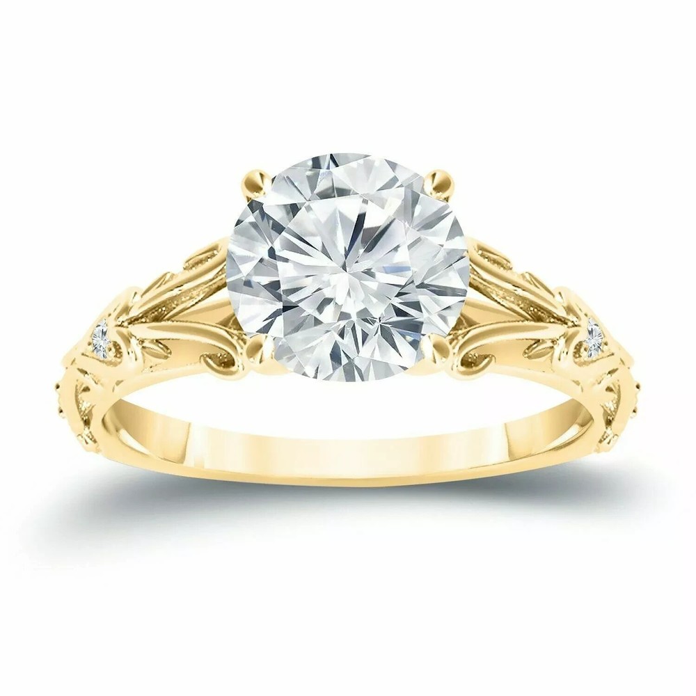 2Ct Round Lab Diamond Solitaire Engagement Ring in 14K Yellow Gold
