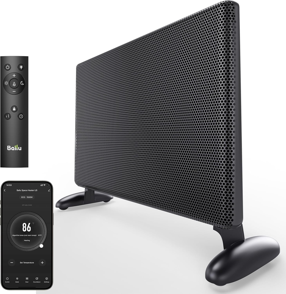 Ballu Mica Infrared Heater – 180° Panoramic Heating, Remote & App Control, Energ