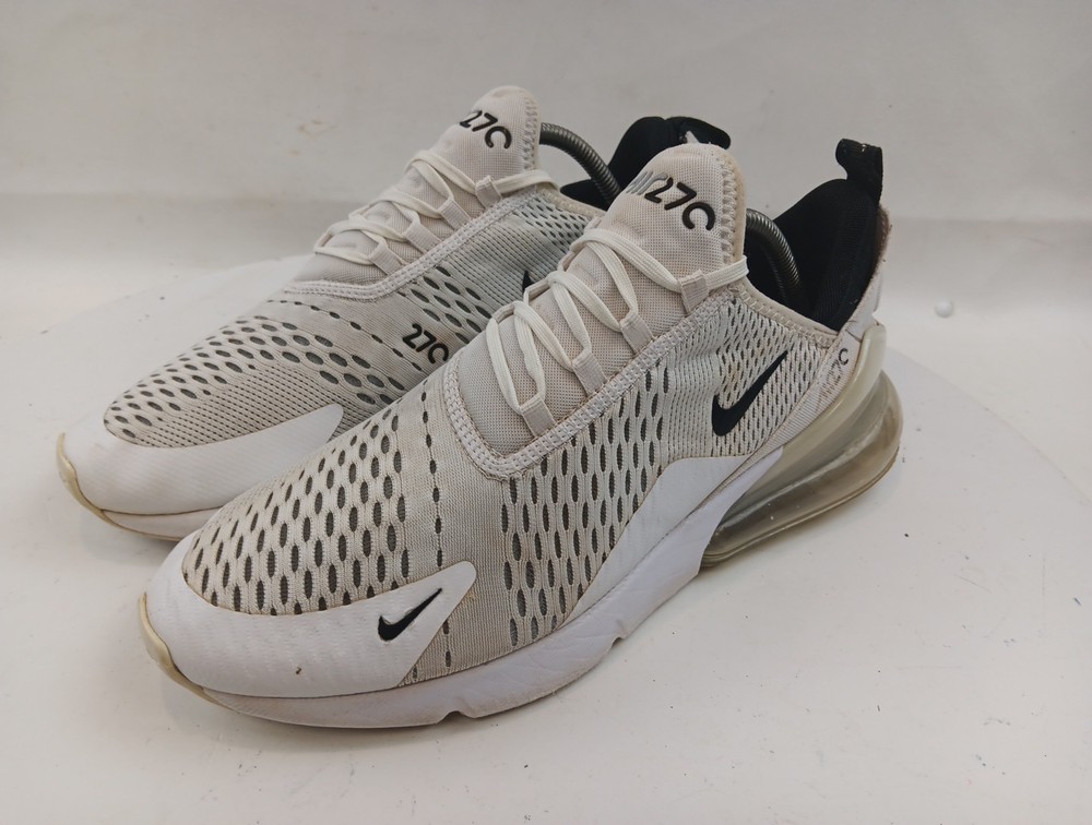 Nike Air Max 270 Mens Size 10.5 White Black Low Top Breathable Running Sneakers