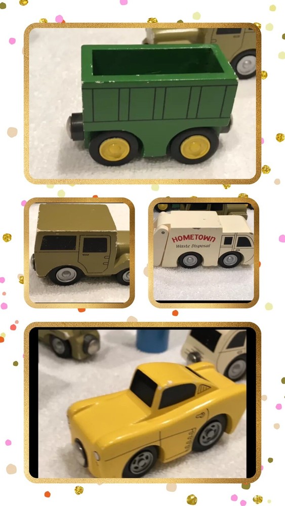 ERTL Jeep Ford Mustang Garbage Truck John Deer Farm Hometime Wooden Roadway Cars