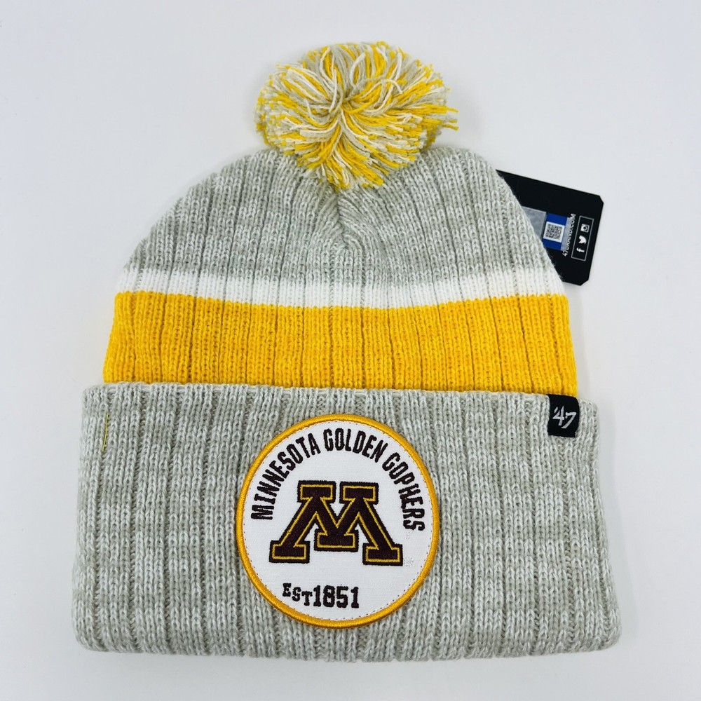 ‘47 Brand NCAA Minnesota Golden Gophers Mens Beanie Toboggan Winter Hat Pom Knit