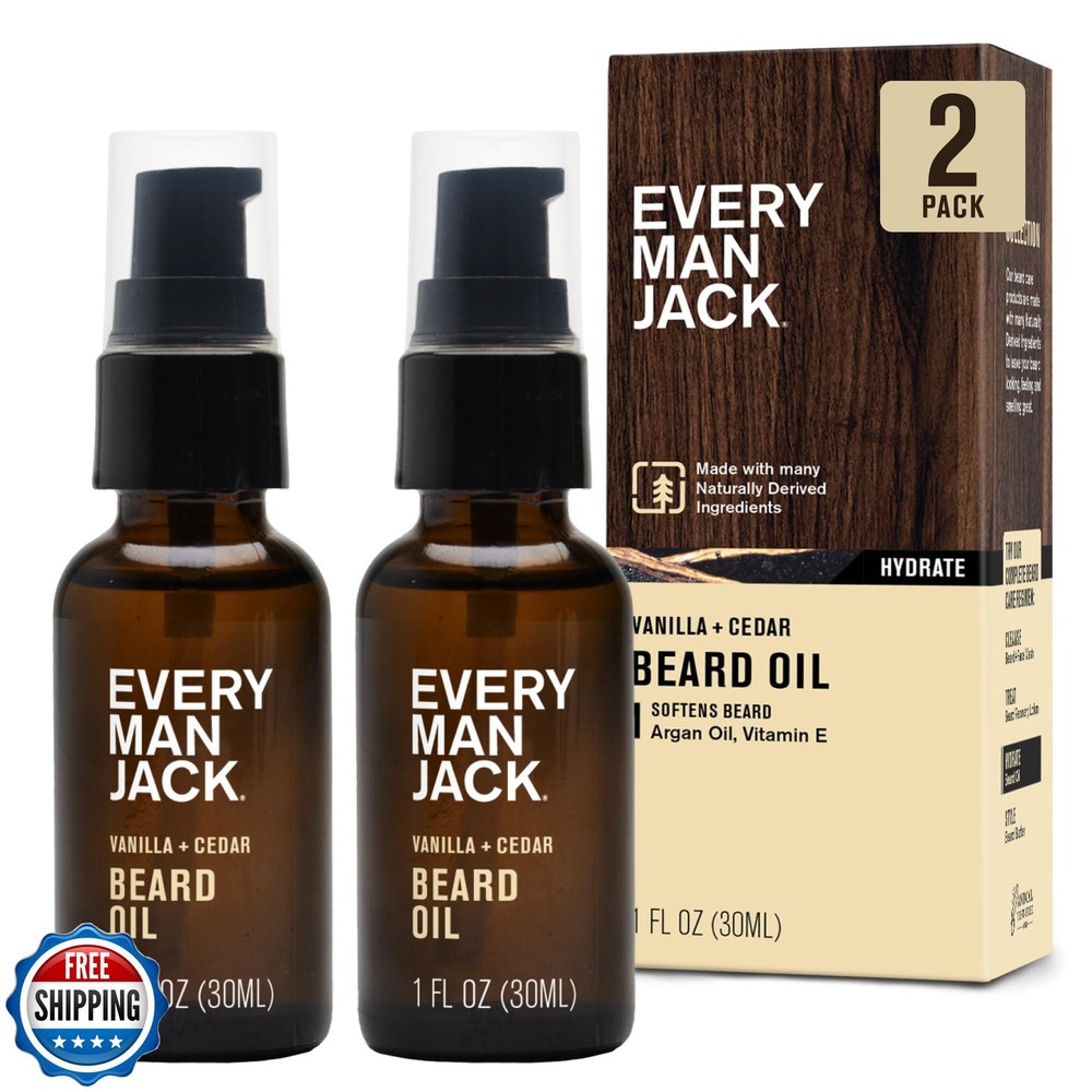 Every Man Jack Beard Oil for Men with Vanilla Cedar Scent for Deep Moisturizing