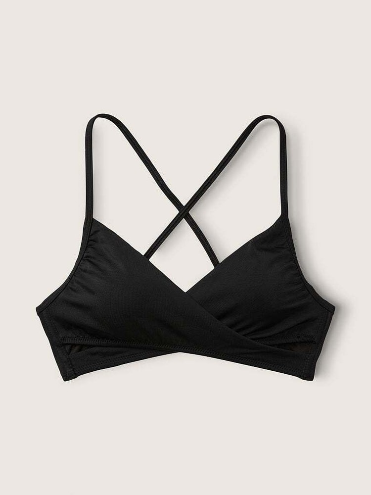VICTORIA'S SECRET WRAP BIKINI TOP SWIMWEAR Womans BLACK Size X-Large NWT