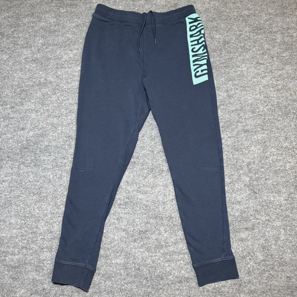 Gymshark Joggers Men's Medium Navy/Eclipse Blue Logo Spellout Drawstring