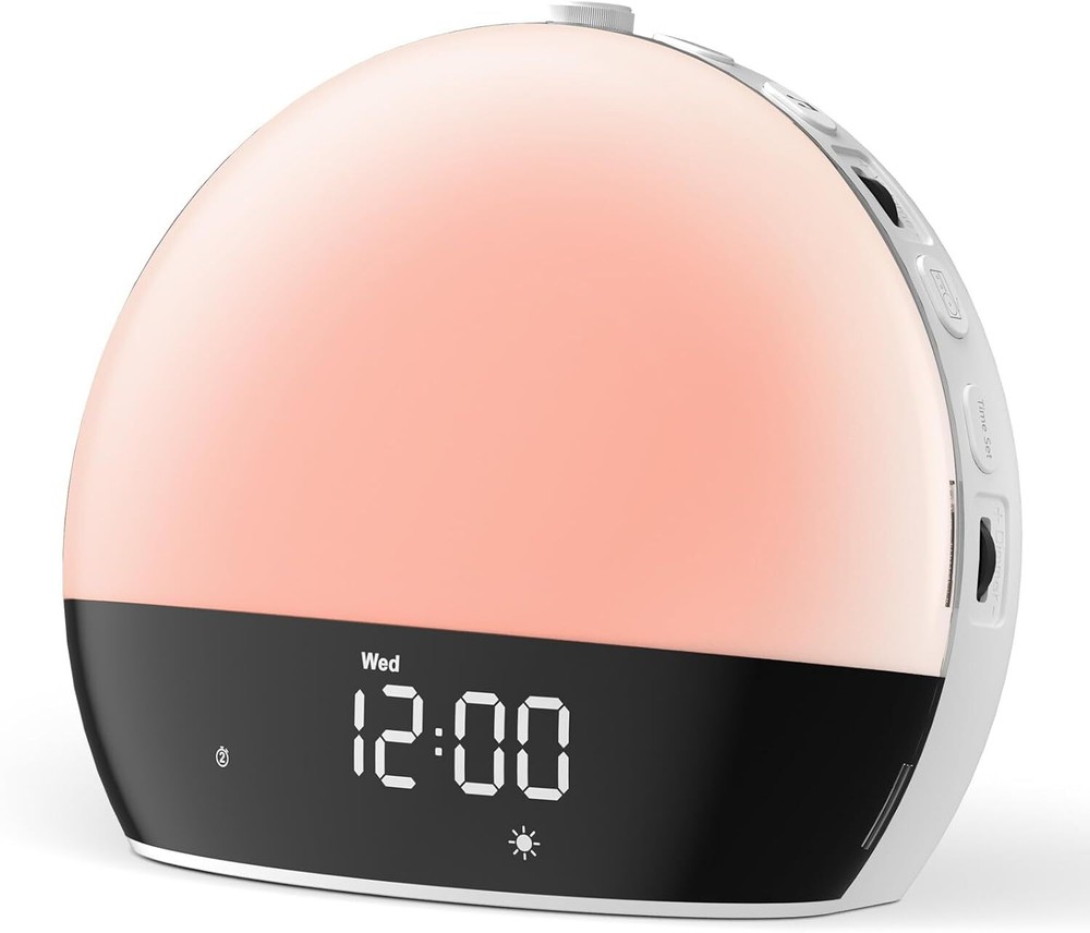 Digital Alarm Clock with 18 Dimmable LED Night Lights and 25 Soothing Sleep Sounds for Bedroom