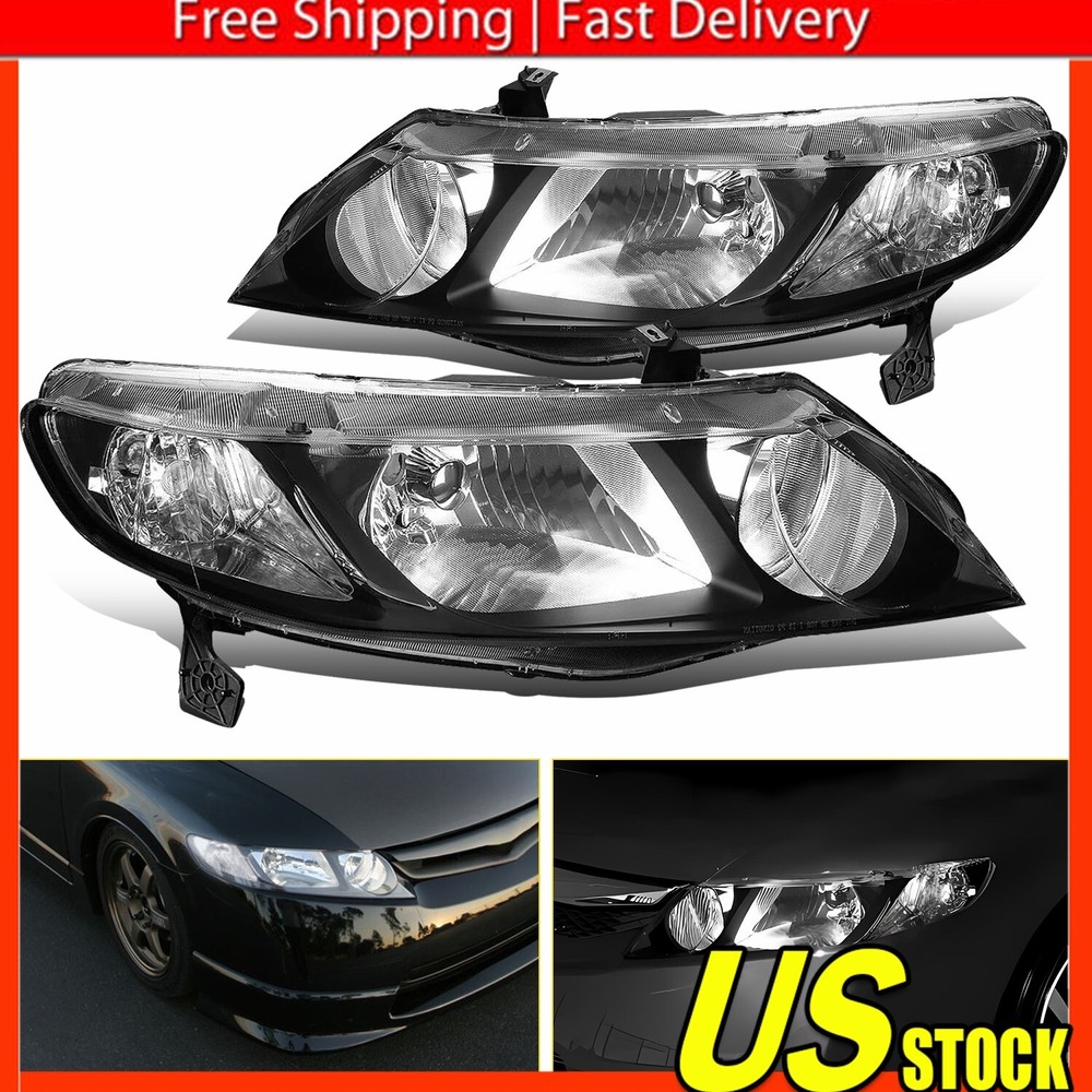 For 2006-2011 Honda Civic 4-Door Sedan Headlights Assembly Replacement Headlamps