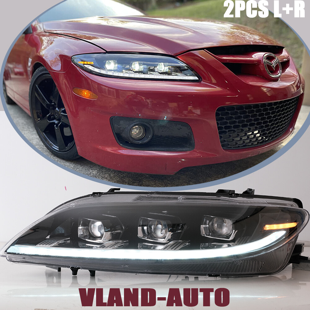 LED Projector Headlights For 2003-2008 Mazda 6 Plug & Play Assembly Rear Lamps