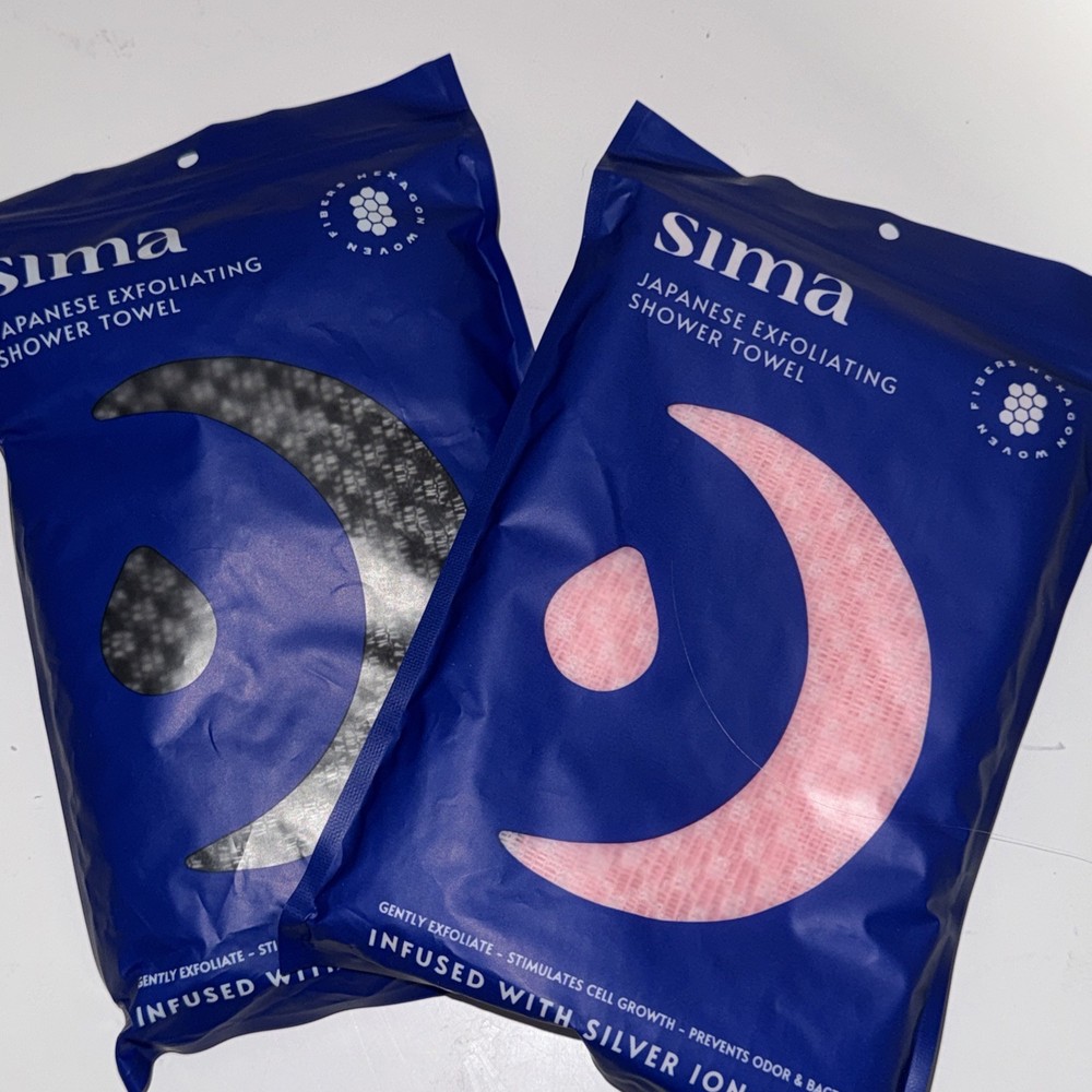 Sima Japanese Exfoliating Towel Set of 2 Gray and Pink