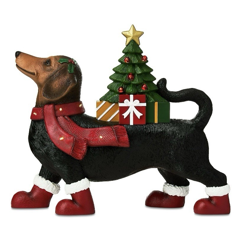Christmas Holiday Dachshund Wiener Dog Light Up 19 INCH Blow Mold Holiday Time