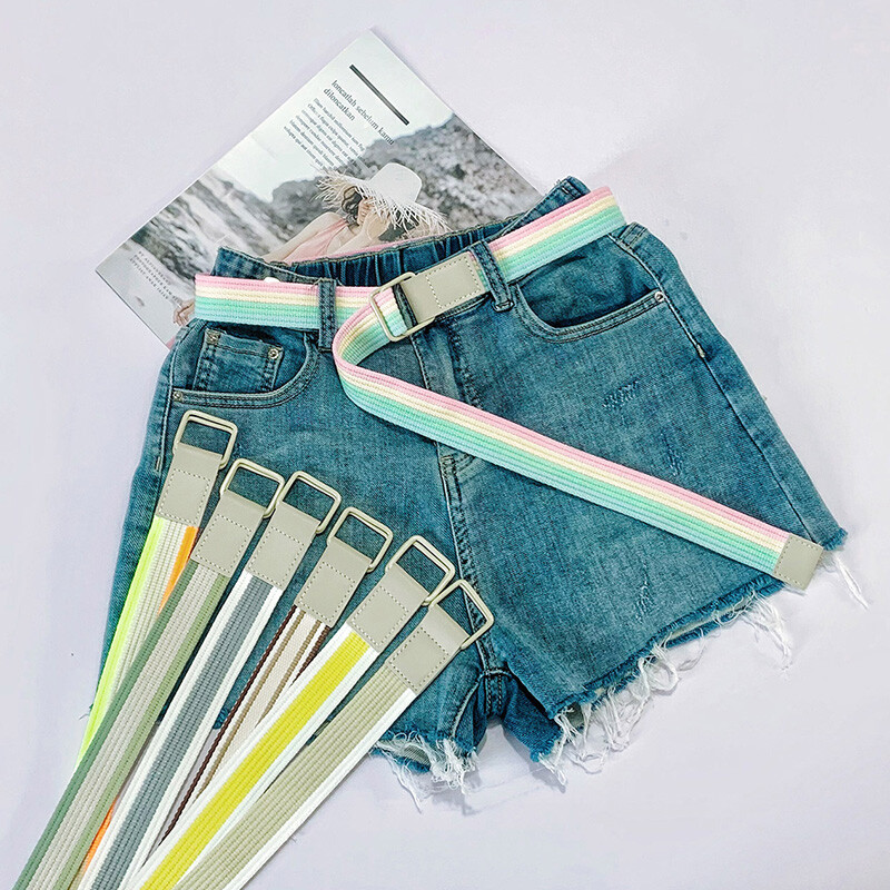 Canvas Elastic Fabric Woven Stretch Braided Belts Waistbands Women Men Belt