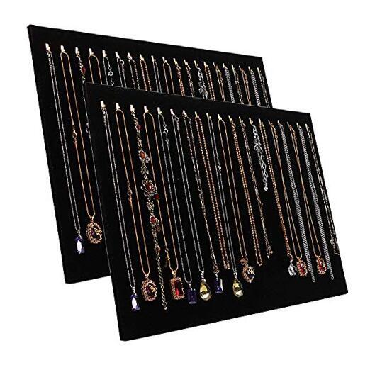 Upgraded 15.7x13 Inch Velvet Necklace Jewelry Organizer with 20 Hooks