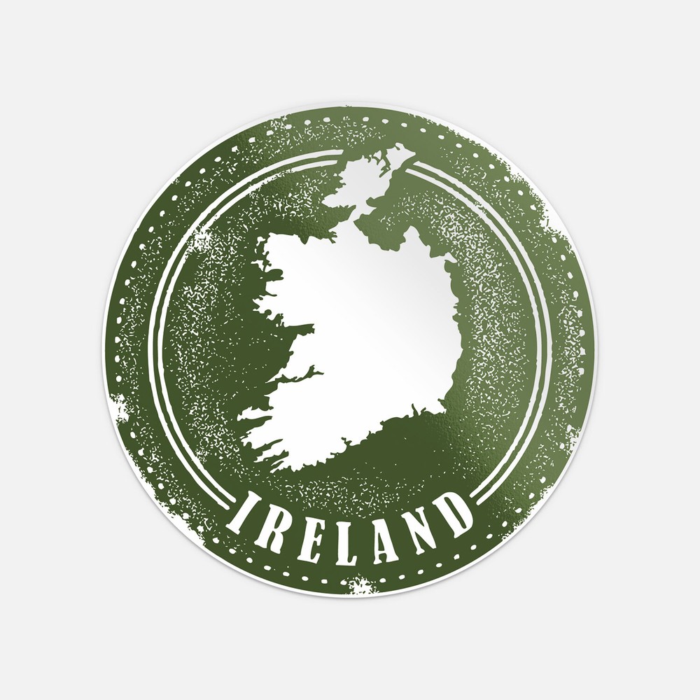 Ireland Europe Travel Grunge Green Stamp Vinyl Sticker Decal
