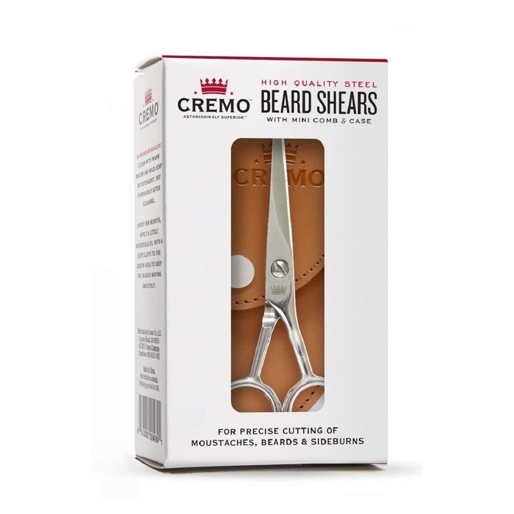 Cremo Beard Accessories, Beard and Mustache Stainless Steel Beard Shears with Sy
