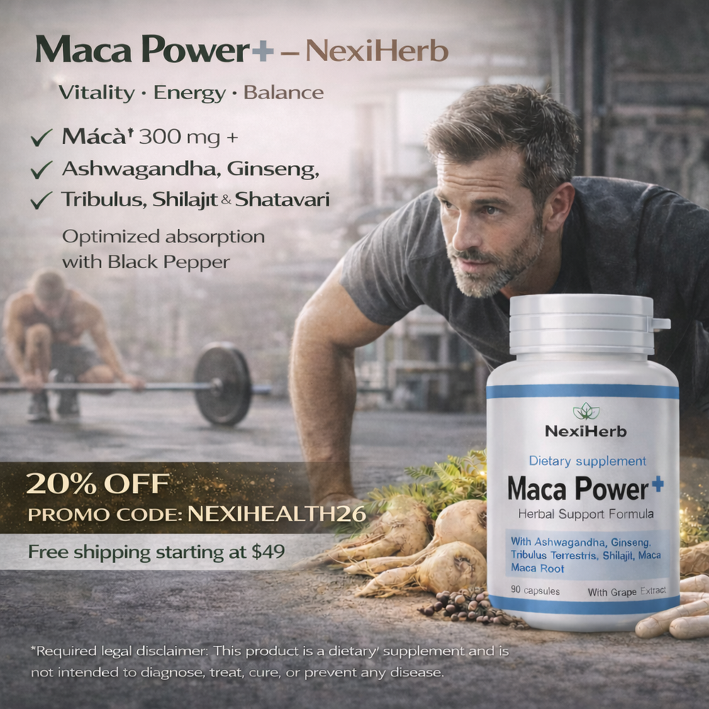 Maca Power+ by NexiHerb USA – Herbal Blend | Daily Wellness Supplement 60 caps
