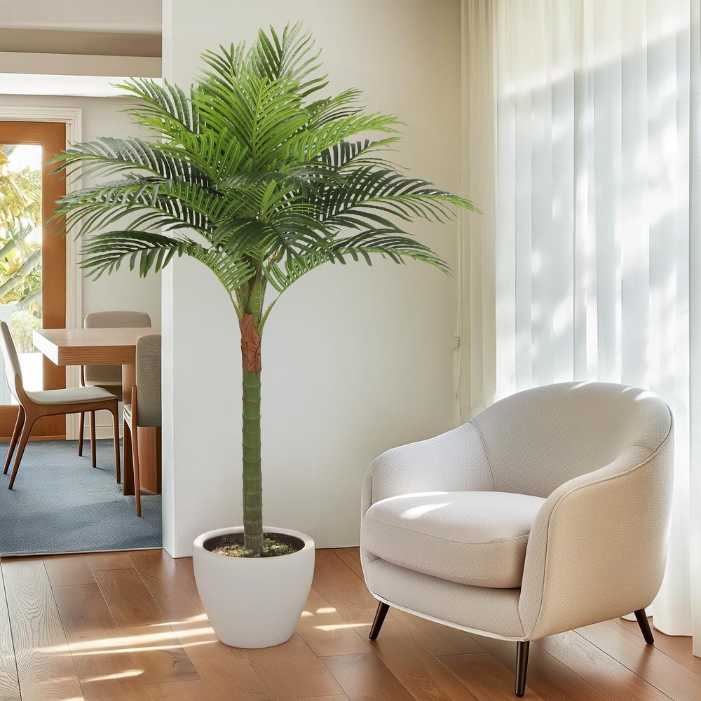 5FT Tall Artificial Palm Tree - Indoor Tropical Faux Floor Plant for Home Decor